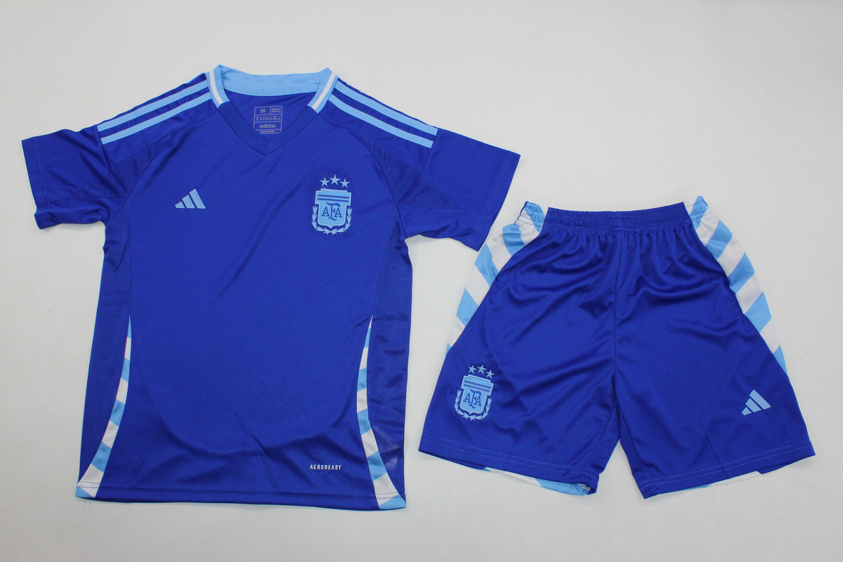 Kids-Argentina 2024 Away Blue Soccer Jersey